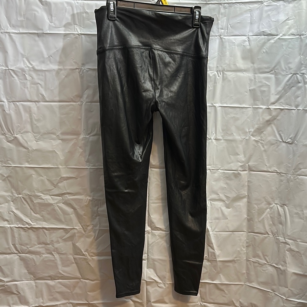 Spanx Black faux leather look Leggings with White Stripe size XL extra large - Picture 4 of 6